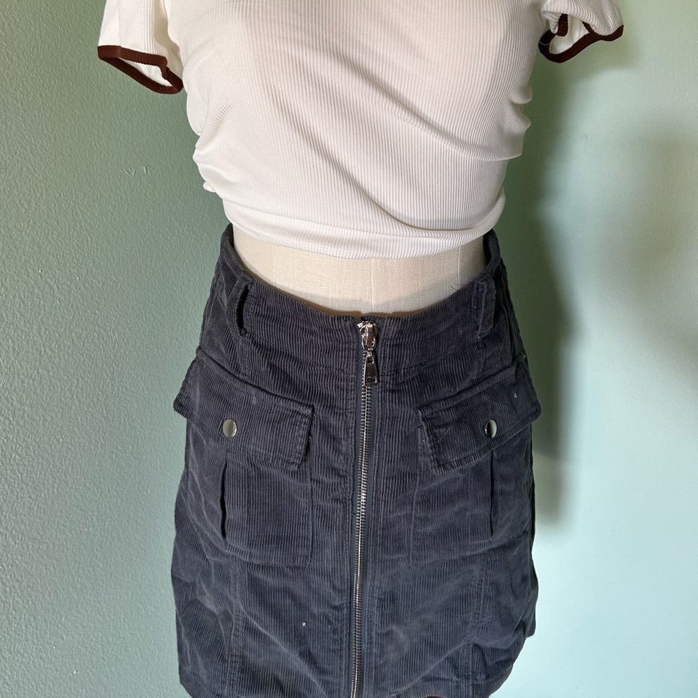 Womens Corduroy Grey Mini Skirt